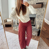 Burgundy Lavina Polka Dot Pants