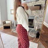 Burgundy Lavina Polka Dot Pants