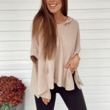 My World Taupe Rib Knit Poncho