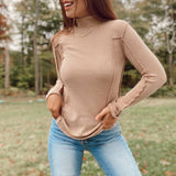 Holding Out Taupe Reverse Seam Mock Neck Top