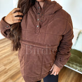 BIRDIE Aspen Quilted Snap Pullover in Washed Cocoa