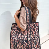 BIRDIE Quilted Tote Bag in Leopard