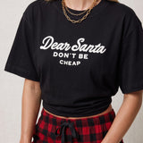 Santa Don't Be Cheap Black Boxy Tee