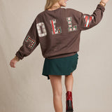 Holly Jolly Patch Mocha Crop Sweatshirt