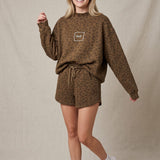 PREORDER ITEM (Estimated ship date 11/10) PRAY Brown Leopard Mock Neck Sweatshirt