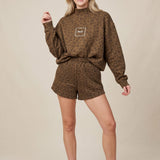 PREORDER ITEM (Estimated ship date 11/10) PRAY Brown Leopard Mock Neck Sweatshirt