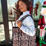 BIRDIE Quilted Tote Bag in Leopard