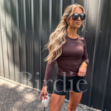 BIRDIE AirSkin Long Sleeve Top in Espresso