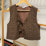 Darleen Dark Mahogany Floral Print Padded Vest IN STORE