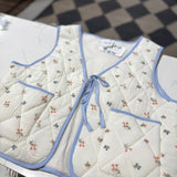 Spring Has Sprung Cream Floral Quilted Vest with Front Ties