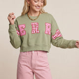 Merry Christmas Patch Pistachio Crop Sweatshirt