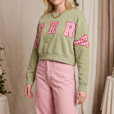Merry Christmas Patch Pistachio Crop Sweatshirt