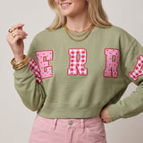 Merry Christmas Patch Pistachio Crop Sweatshirt