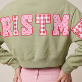Merry Christmas Patch Pistachio Crop Sweatshirt