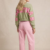 Merry Christmas Patch Pistachio Crop Sweatshirt