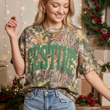 Festive Vintage Wood Camo Heavy Tee