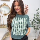 Faith Over Fear Graphic Tee on Blue Spruce