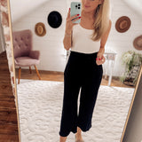 Black Ribbed Retreat Pants