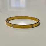 Gold Halo Heart Bangle Bracelet