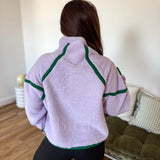 Boxy Bliss Half Zip in Lilac & Green