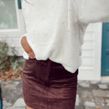 Here Forever Chocolate Corduroy Mini Skirt