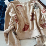 Beige Vintage Holiday Graphic Sweatshirt