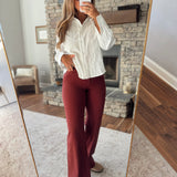 Mica Deep Burgundy Wide Leg Denim