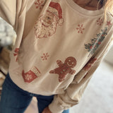 Beige Vintage Holiday Graphic Sweatshirt