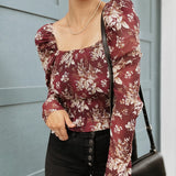 Sandra Wine Smocked Corset Top