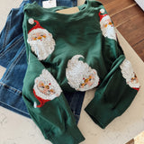 Hunter Green Santa Baby Sequin Pullover