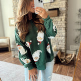 Hunter Green Santa Baby Sequin Pullover