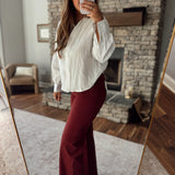 Mica Deep Burgundy Wide Leg Denim