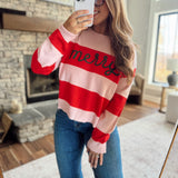 Pink & Red Wrapped in Merry Sweater