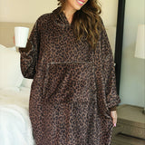 Cocoa Leopard Cozy Blanket Hoodie