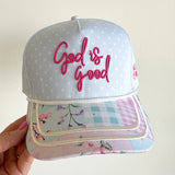 Blue God Is Good Vintage Trucker Hat