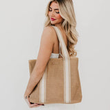 Tan Trendsetter Raffia Tote Bag