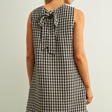 Black Gingham Bow Back Mini Dress
