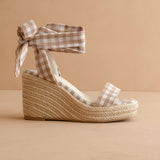 Latte Gingham Oceana Wrap Wedge