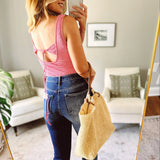 Delilah Bubblegum Smocked Tie-back Bodysuit