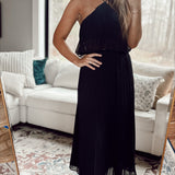 Boss Babe Black Pleated Halter Top and Midi Set