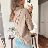 Backin It Up Grape Cutout Cowl Neck Pullover