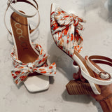 Cara White Floral Bow Heels