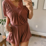 Vivian Mauve Lace Detail Romper