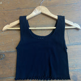 Black Seamless Ribbed Ruffle Brami