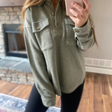 This Time Around Olive Oversized Pullover