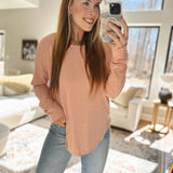 Hopeful Lt. Rust Stripe Longsleeve Top