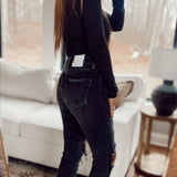 Keeley Dark Grey Slim Straight Denim