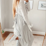 Allure Heather Grey Wide-leg Suspender Pants
