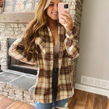 Izzy Caramel Plaid Button-up