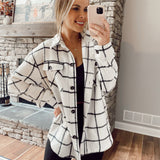 Picture This Ivory Charcoal Plaid Shacket